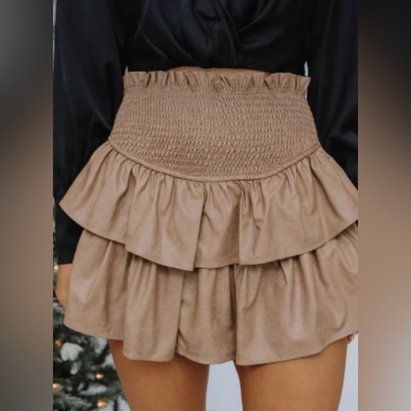 Mustard Seed Pants - Mustard Seed Tan Leather Skort